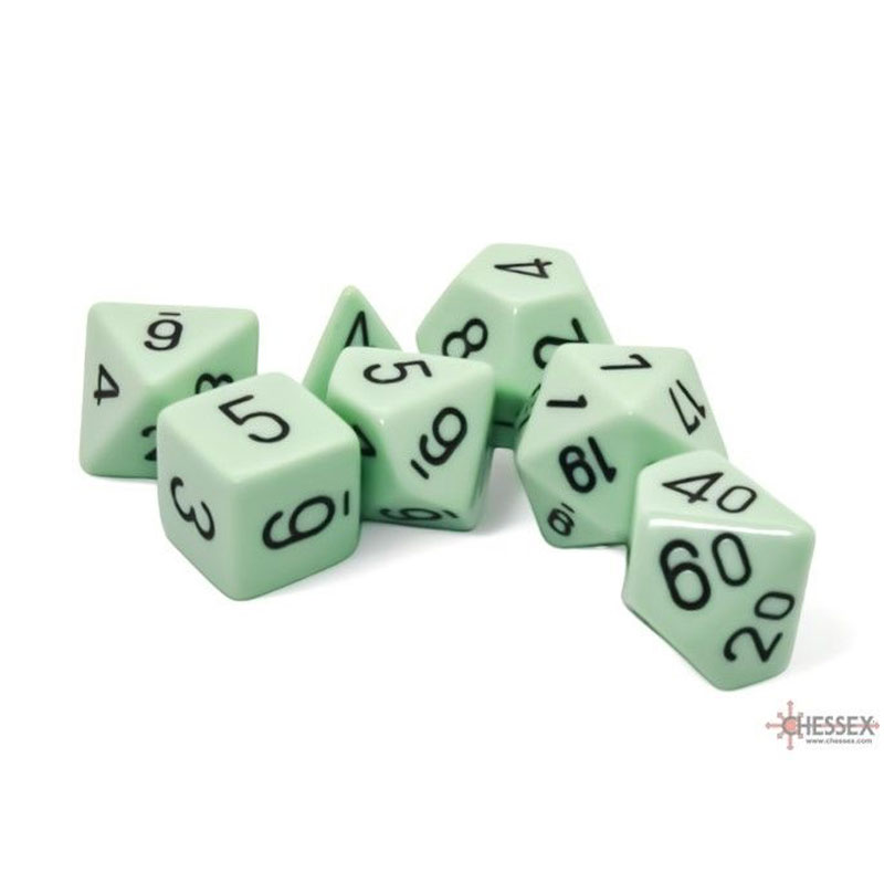 Σετ Ζάρια – 7 Opaque Pastel Green/Black